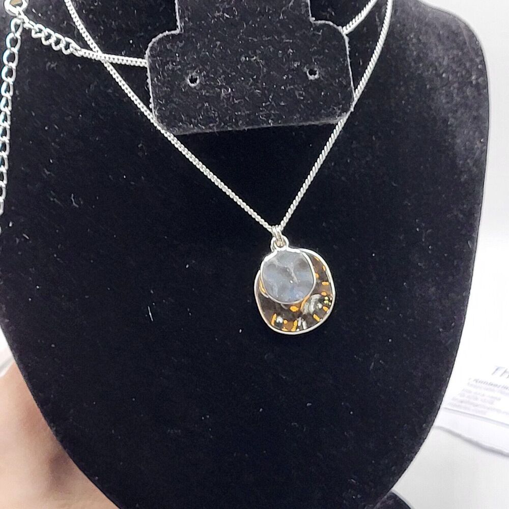 Dainty Double Circular Long Pendant Necklace 27.5in